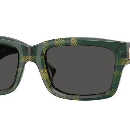 Burberry BE4443 Rectangle Sunglasses  412587-Check Green 55-145-20 - Color Map Green