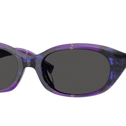 Burberry BE4447D Oval Sunglasses  411387-Check Violet 55-145-19 - Color Map Violet
