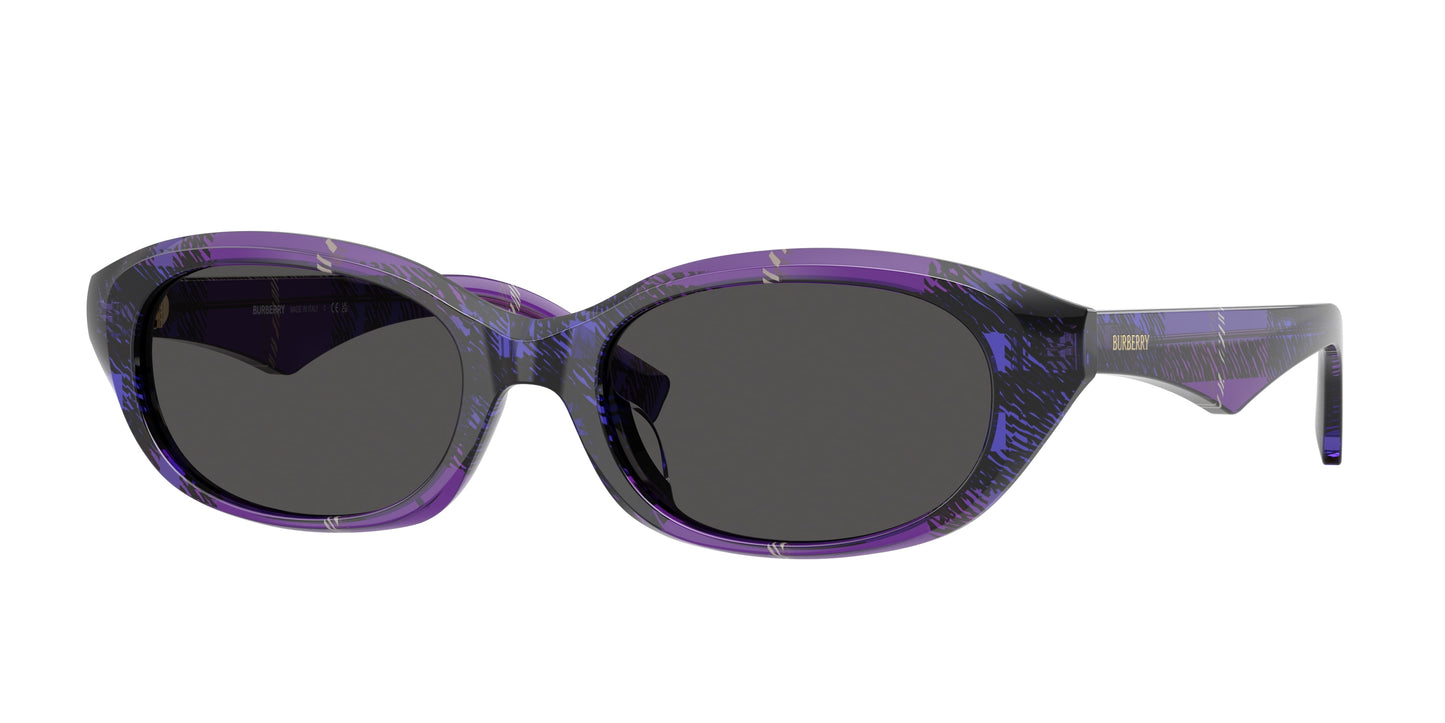 Burberry BE4447D Oval Sunglasses  411387-Check Violet 55-145-19 - Color Map Violet