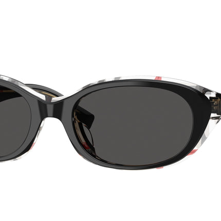 Burberry BE4447D Oval Sunglasses  412187-Top Black Vintage Check 55-145-19 - Color Map Black