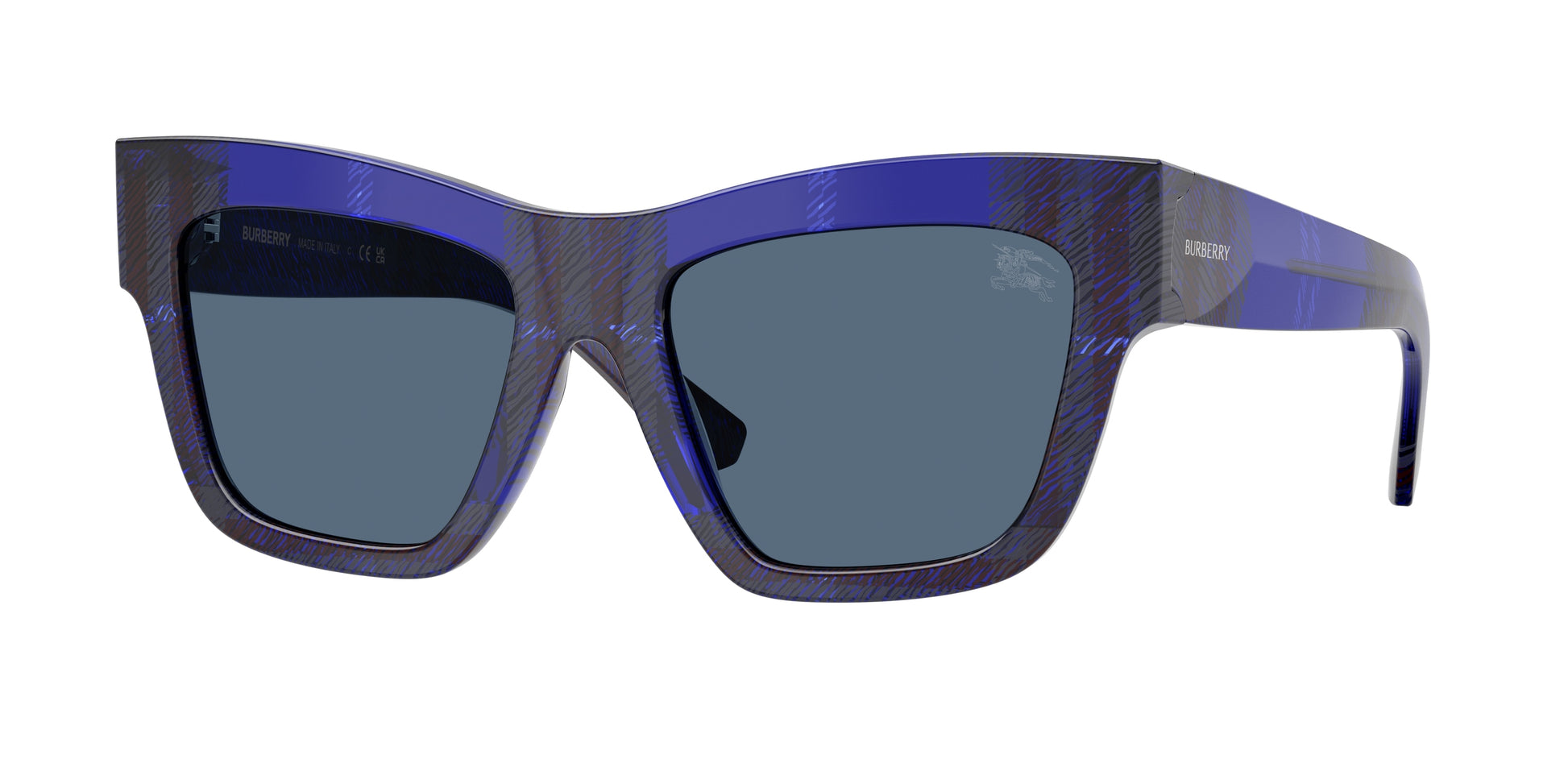 Burberry BE4449F Square Sunglasses  411480-Check Blue 52-140-19 - Color Map Blue