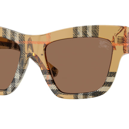 Burberry BE4449F Square Sunglasses  414673-Check Sand 52-140-19 - Color Map Brown