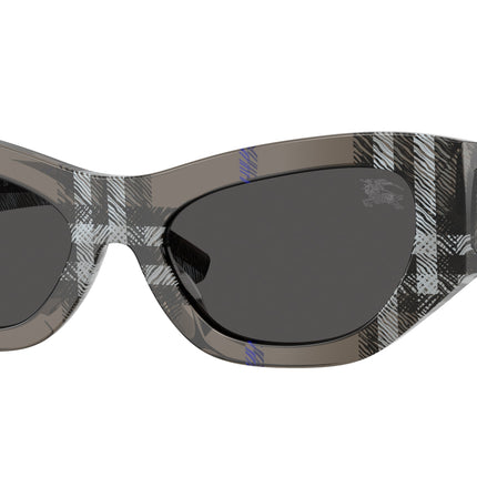 Burberry BE4450U Cat Eye Sunglasses  414787-Check Lichen 54-140-19 - Color Map Grey
