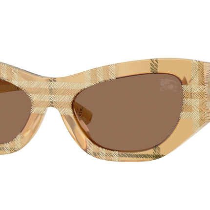 Burberry BE4450U Cat Eye Sunglasses  415773-Check Beige 54-140-19 - Color Map Brown