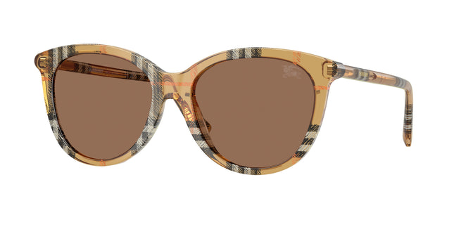 Burberry BE4455 Phantos Sunglasses  416373-Check Sand 55-140-17 - Color Map Brown