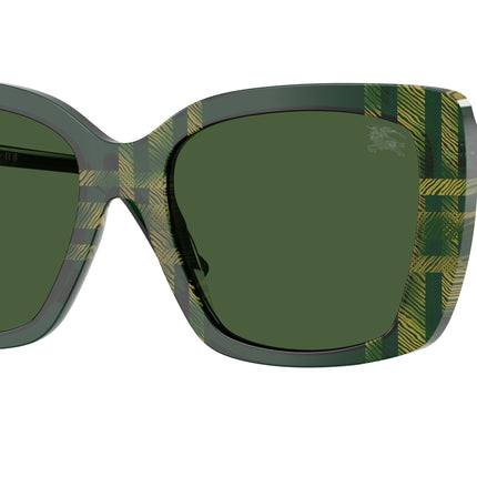 Burberry BE4456F Square Sunglasses  416971-Check Green 54-140-18 - Color Map Green