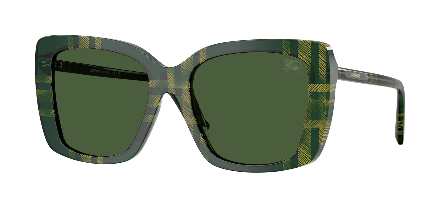 Burberry BE4456F Square Sunglasses  416971-Check Green 54-140-18 - Color Map Green