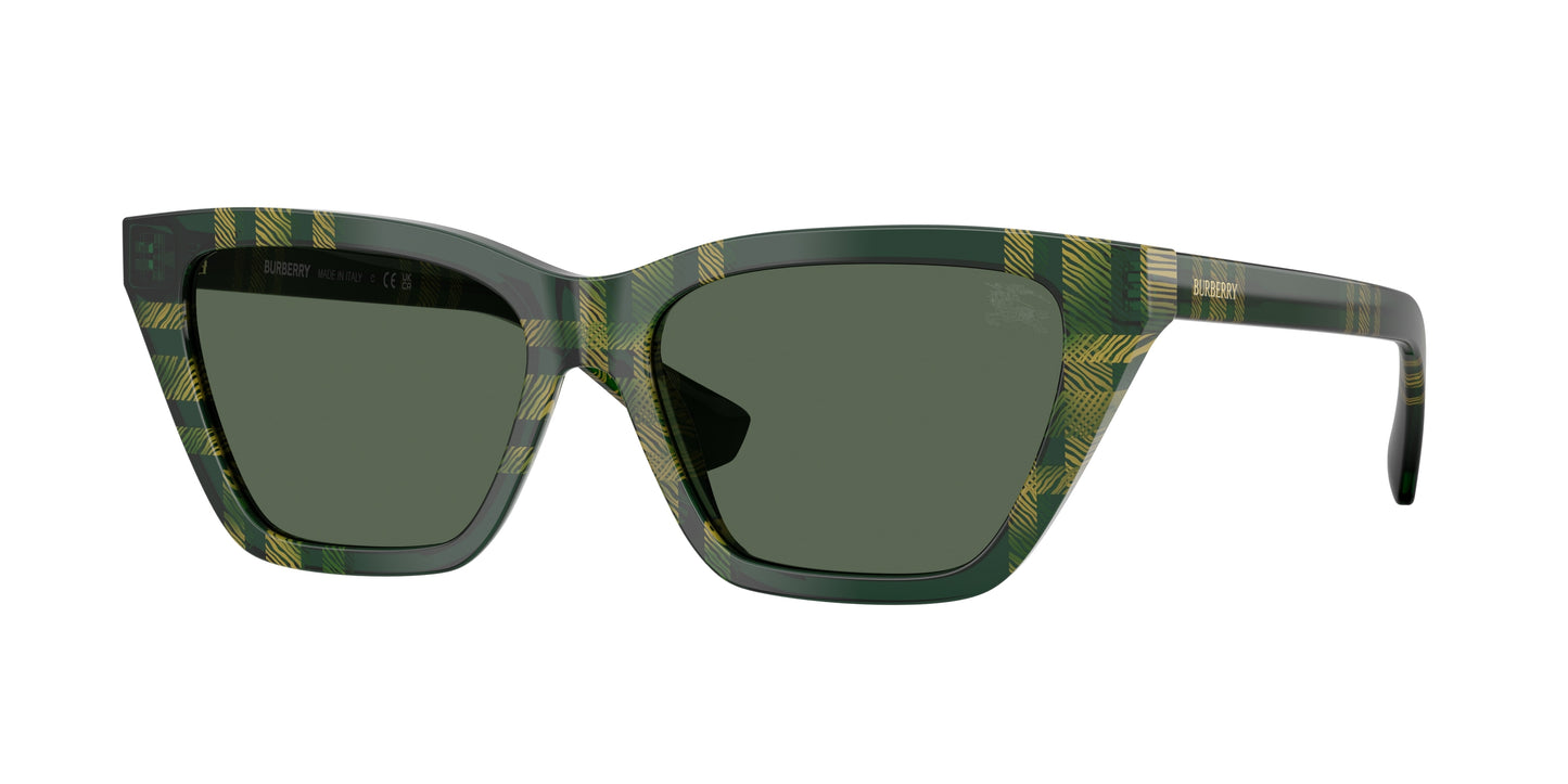 Burberry BE4468F Cat Eye Sunglasses  416971-Check Green 54-140-15 - Color Map Green