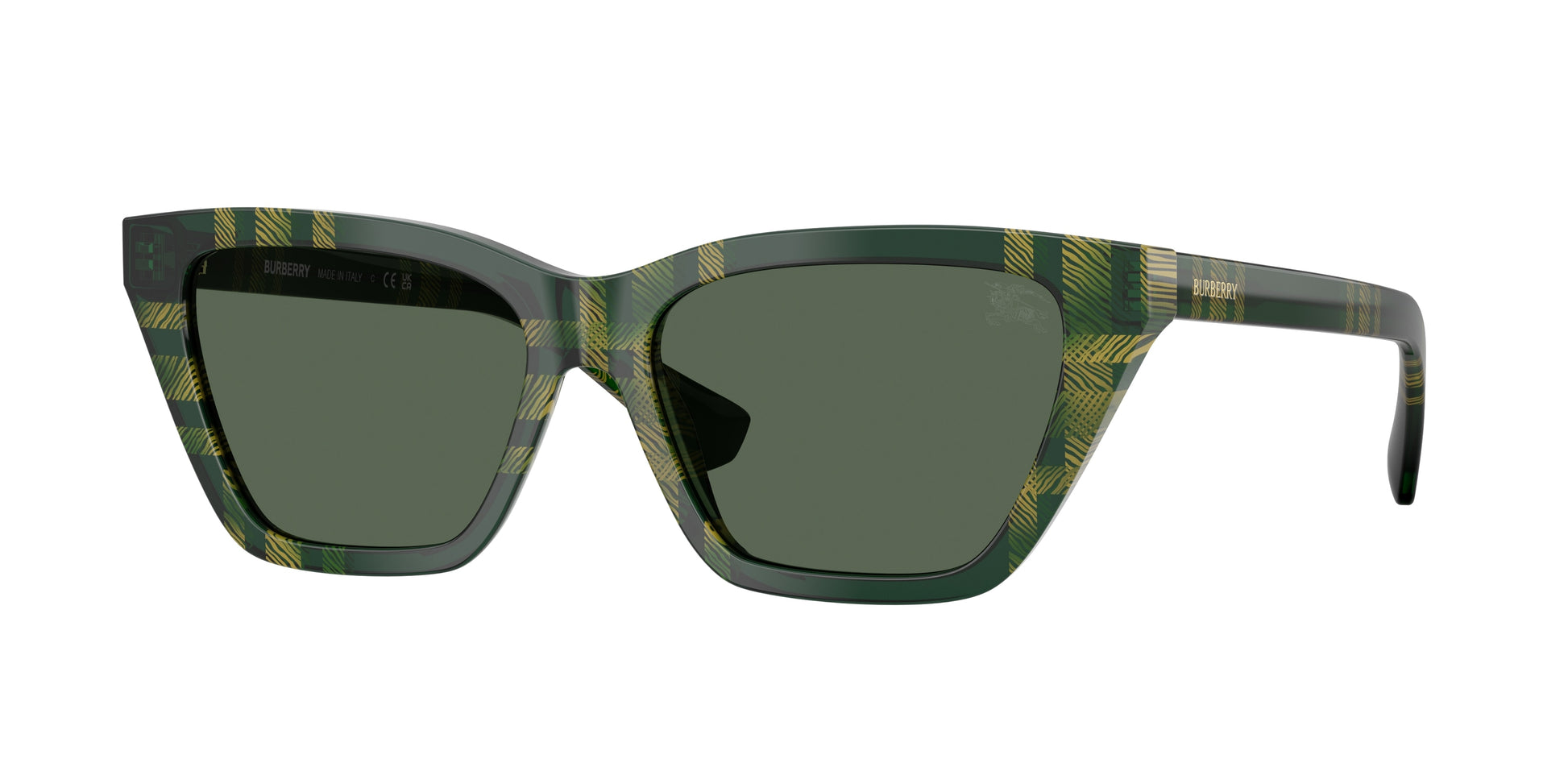 Burberry BE4468 Cat Eye Sunglasses  416971-Check Green 54-140-15 - Color Map Green