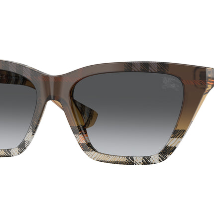 Burberry BE4468 Cat Eye Sunglasses  4202T3-Check Sand 54-140-15 - Color Map Brown
