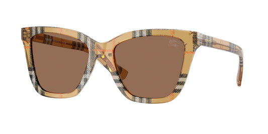 Burberry BE4470F Square Sunglasses  416373-Check Sand 54-140-18 - Color Map Brown