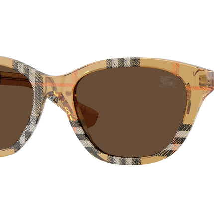 Burberry BE4486 Rectangle Sunglasses  416373-Check Sand 54-140-18 - Color Map Brown