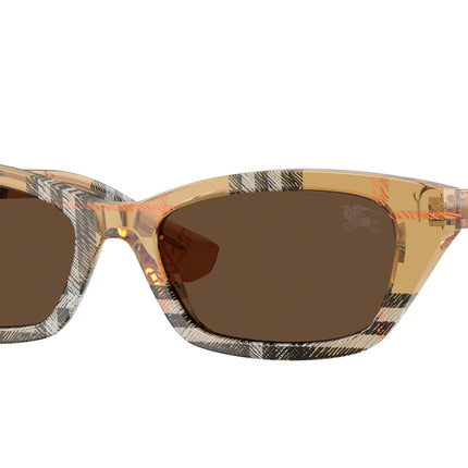 Burberry BE4488 Rectangle Sunglasses  416373-Check Sand 52-140-17 - Color Map Brown