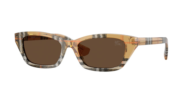 Burberry BE4488 Rectangle Sunglasses  416373-Check Sand 52-140-17 - Color Map Brown