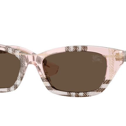 Burberry BE4488 Rectangle Sunglasses  422173-Check Pink 52-140-17 - Color Map Pink