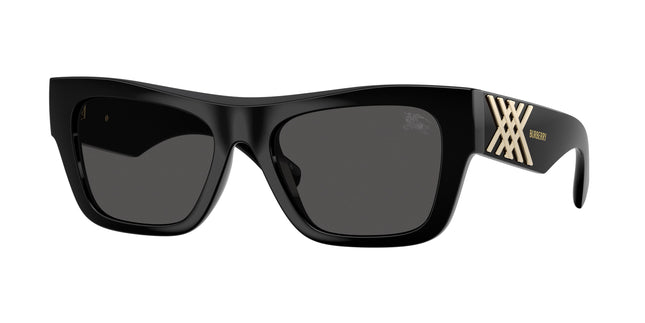 Burberry BE4490U Rectangle Sunglasses  300187-Black 53-140-18 - Color Map Black