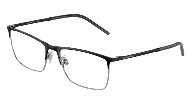 DOLCE & GABBANA DG1309 Rectangle Eyeglasses  1277-Matte Black/Gunmetal 57-145-18 - Color Map Black