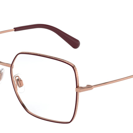 DOLCE & GABBANA DG1323 Square Eyeglasses  1333-Pink Gold/Bordeaux 54-140-16 - Color Map Pink