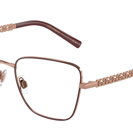 DOLCE & GABBANA DG1346 Butterfly Eyeglasses  1333-Pink Gold/Matte Bordeaux 55-140-17 - Color Map Pink