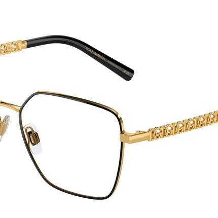 DOLCE & GABBANA DG1351 Square Eyeglasses  1334-Gold/Black 56-140-15 - Color Map Black