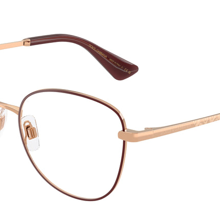 DOLCE & GABBANA DG1355 Butterfly Eyeglasses  1333-Shiny Rose Gold 55-145-17 - Color Map Gold