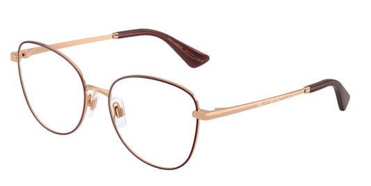 DOLCE & GABBANA DG1355 Butterfly Eyeglasses  1333-Shiny Rose Gold 55-145-17 - Color Map Gold