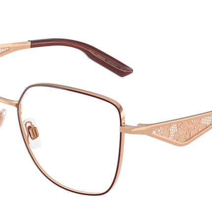 DOLCE & GABBANA DG1358 Square Eyeglasses  1333-Rose Gold 56-145-16 - Color Map Gold