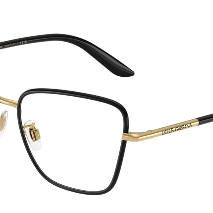 DOLCE & GABBANA DG1359 Cat Eye Eyeglasses  1334-Gold/Black 57-145-17 - Color Map Black