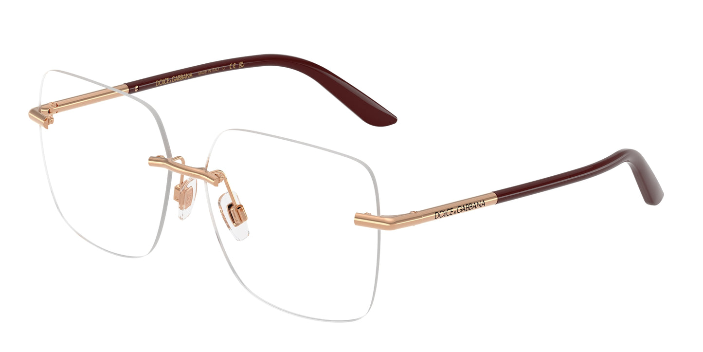 DOLCE & GABBANA DG1360 Square Eyeglasses  1298-Rose Gold 57-145-13 - Color Map Gold