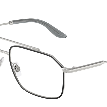 DOLCE & GABBANA DG1364 Pilot Eyeglasses  1324-Silver/Matte Black 58-145-15 - Color Map Silver