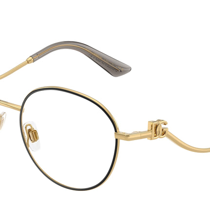 DOLCE & GABBANA DG1365 Round Eyeglasses  1334-Gold/Black 53-145-18 - Color Map Black