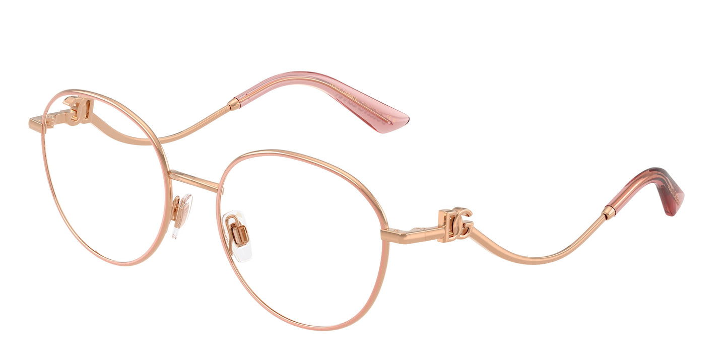 DOLCE & GABBANA DG1365 Round Eyeglasses  1369-Rose 53-145-18 - Color Map Pink