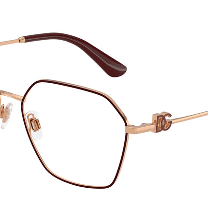 DOLCE & GABBANA DG1366 Phantos Eyeglasses  1351-Pink Gold/Bordeaux 58-140-15 - Color Map Pink