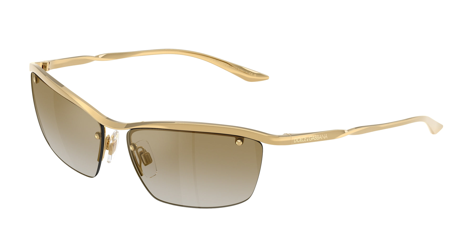 DOLCE & GABBANA DG2307 Rectangle Sunglasses  02/6E-Gold 61-140-14 - Color Map Gold