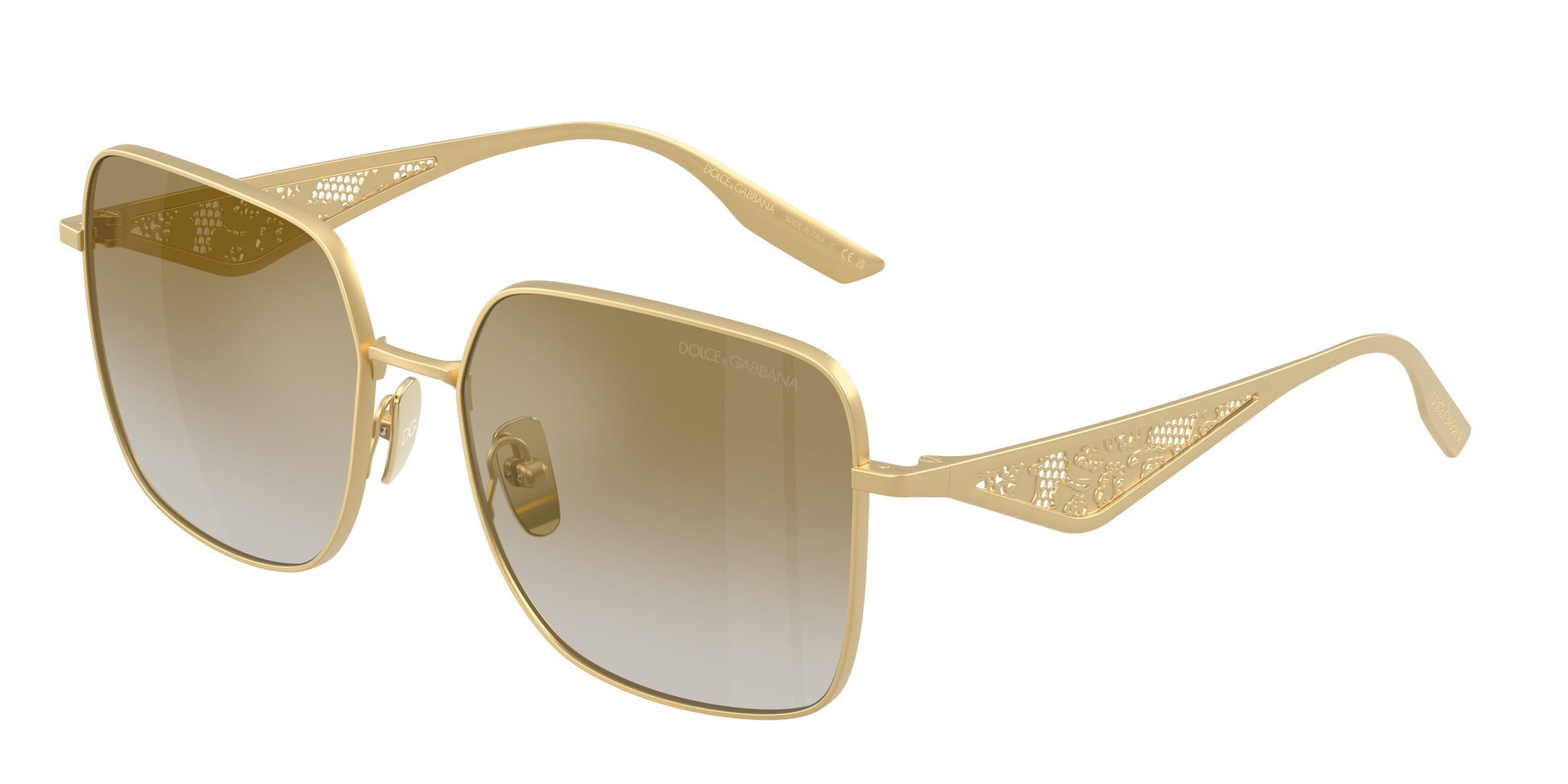 DOLCE & GABBANA DG2310 Square Sunglasses  12246E-Matte Gold 57-145-16 - Color Map Gold