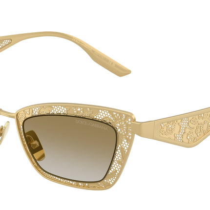 DOLCE & GABBANA DG2311 Cat Eye Sunglasses  12246E-Matte Gold 51-145-20 - Color Map Gold