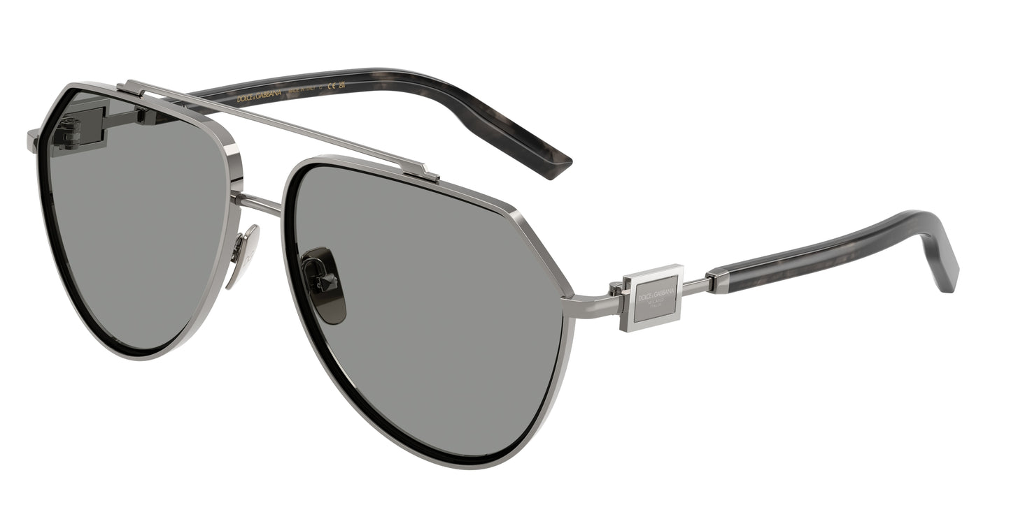 DOLCE & GABBANA DG2315 Pilot Sunglasses  04/1-Gunmetal 62-145-14 - Color Map Grey