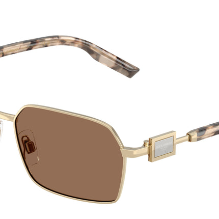 DOLCE & GABBANA DG2316 Rectangle Sunglasses  488/73-Pale Gold 56-145-16 - Color Map Gold