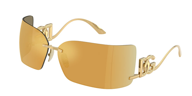 DOLCE & GABBANA DG2319 Rectangle Sunglasses  02/5A-Gold 76-110-13 - Color Map Gold
