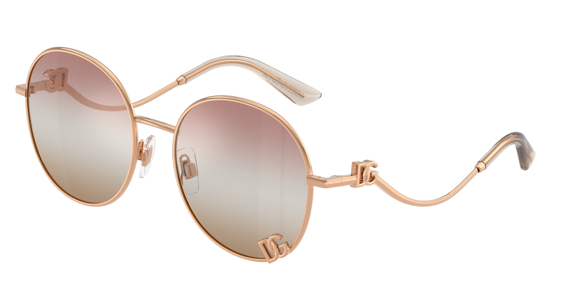 DOLCE & GABBANA DG2324 Round Sunglasses  1298EL-Rose Gold 56-145-18 - Color Map Gold