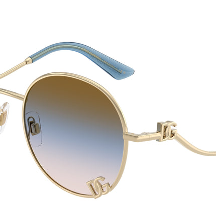 DOLCE & GABBANA DG2324 Round Sunglasses  488/U6-Pale Gold 56-145-18 - Color Map Gold