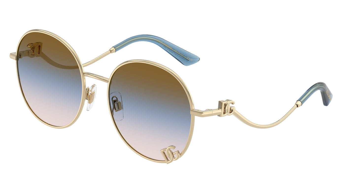 DOLCE & GABBANA DG2324 Round Sunglasses  488/U6-Pale Gold 56-145-18 - Color Map Gold