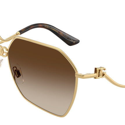 DOLCE & GABBANA DG2326 Pilot Sunglasses  02/13-Gold 62-145-10 - Color Map Gold