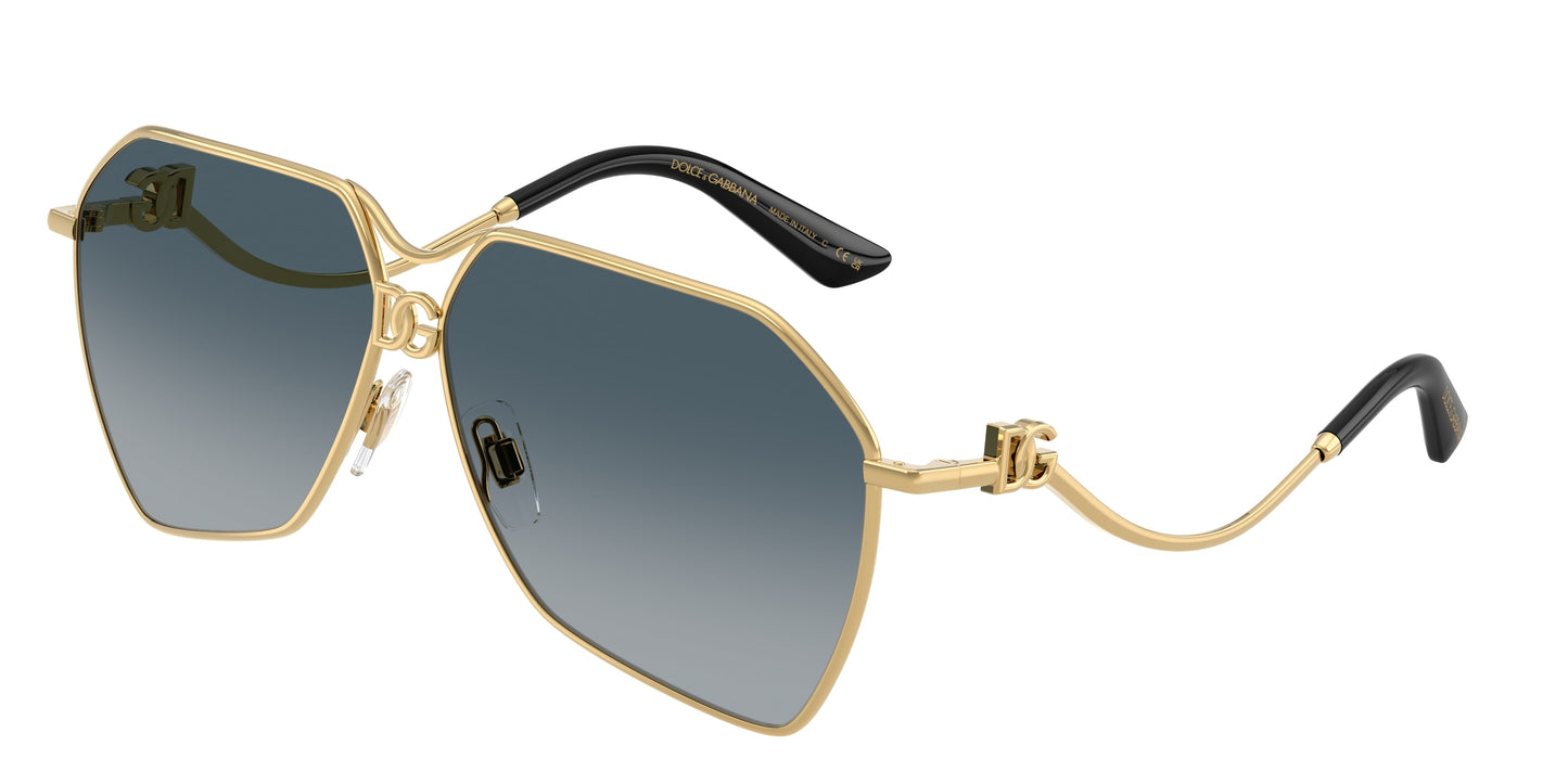 DOLCE & GABBANA DG2326 Pilot Sunglasses  02/79-Gold 62-145-10 - Color Map Gold