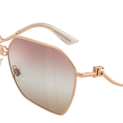DOLCE & GABBANA DG2326 Pilot Sunglasses  1298EL-Rose Gold 62-145-10 - Color Map Gold