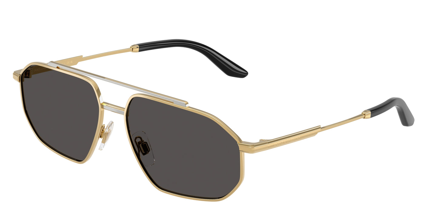 DOLCE & GABBANA DG2328 Pilot Sunglasses  131387-Gold/Silver 59-145-15 - Color Map Gold