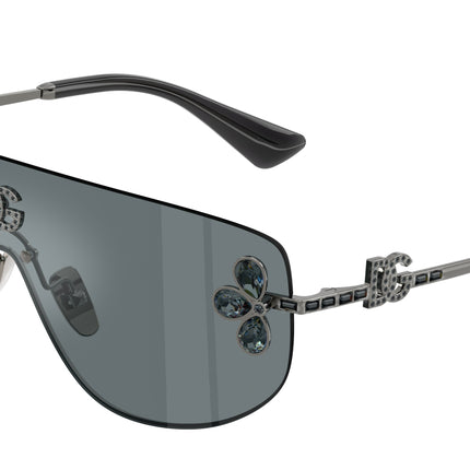 DOLCE & GABBANA DG2333B Rectangle Sunglasses  12866G-Dark Gunmetal 0-145-138 - Color Map Grey