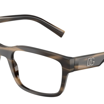 DOLCE & GABBANA DG3352 Rectangle Eyeglasses  3200-Striped Tobacco 57-150-20 - Color Map Brown