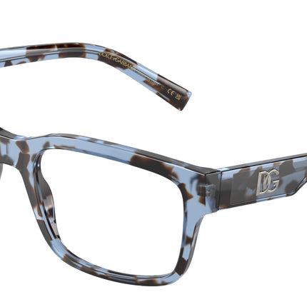 DOLCE & GABBANA DG3352 Rectangle Eyeglasses  3392-Havana Blue 57-150-20 - Color Map Blue
