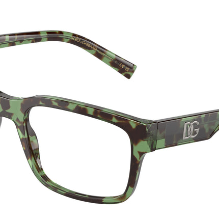 DOLCE & GABBANA DG3352 Rectangle Eyeglasses  3432-Havana Green 57-150-20 - Color Map Brown